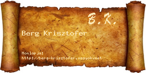 Berg Krisztofer névjegykártya